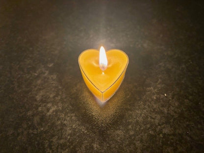 100% Real Raw Pure Organic Beeswax Transparent Heart Tea-lights x 100No.
