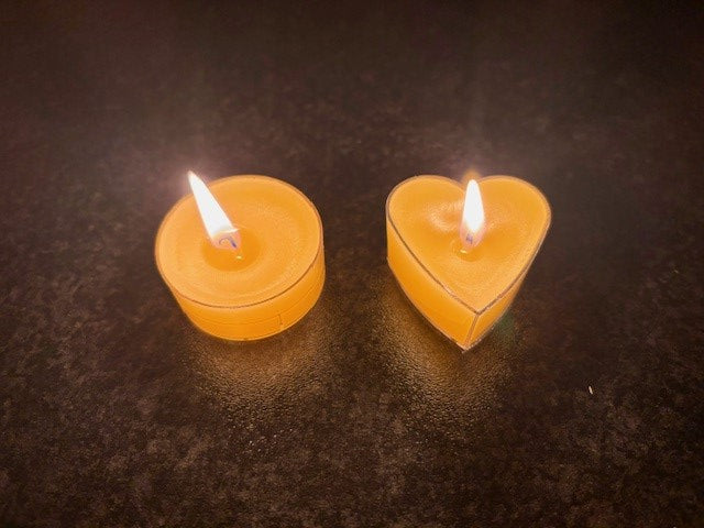 100% Real Raw Pure Organic Beeswax Transparent Heart Tea-lights x 100No.